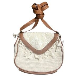 NWOT T-Shirt & Jeans Tan Brown Embroidered Crossbody